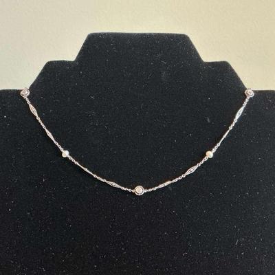 14k White Gold Diamond Choker Necklace (7 Grams)