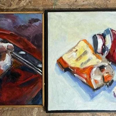 2 Still Life Paintings by Steve Schulman - Mushrooms, Paint Tubes