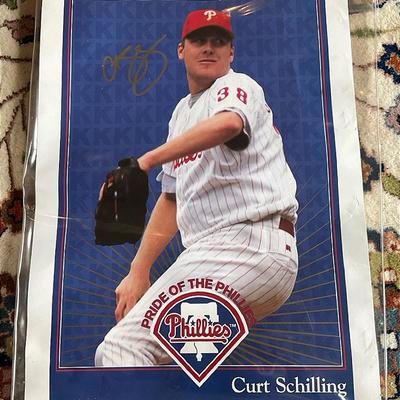 Curt Schilling Phillies Pitcher - Autographed Poster In Plastic Protection