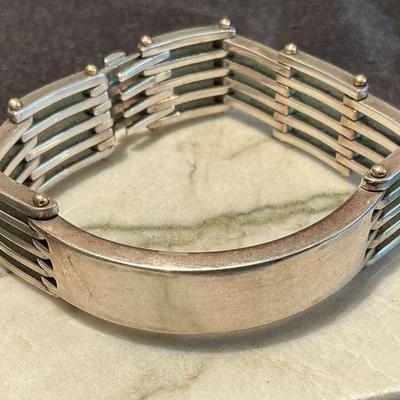 Tiffany & Co. 7” Gate Link Silver And 18kt Gold Bracelet Monogrammed 