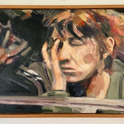 Steve Schulman "Metro Sleeper" Oil on Canvas Painting