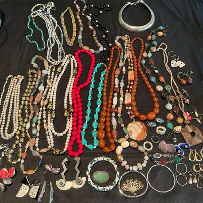 Large Costume Jewelry Including Pearls 