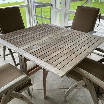 Gloster Teak Patio Table & Four Kingsley-Bath Teak Chairs 