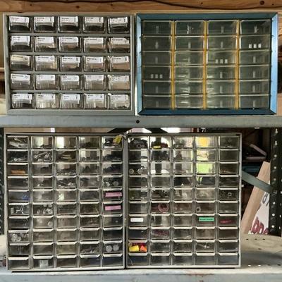 4 Vintage Wall Hanging Metal Hardware Storage Chests