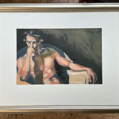 Steve Schulman "Devereaux Seated" Oil on Paper Painting