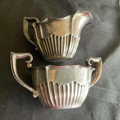 Sterling Silver Monogrammed Sugar And Creamer Set 127g