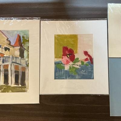 4 Matted Original Pieces by Local Artist Steve Schulman