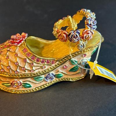 Alexander Kalifano Jeweled Floral Platform Sandal Trinket Box – NWT Collectible Keepsake