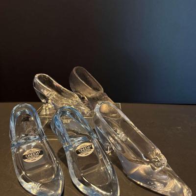 Set of 5 Vintage Glass & Crystal Slipper Figurines – Includes 2 Oneida Collection Pieces