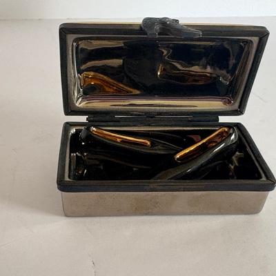 Vintage Limoges France Porcelain Trinket Box – Shoes Inside, Gilded Interior, Art Deco Style