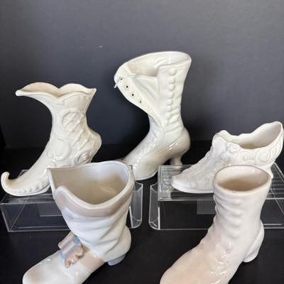 Vintage White Porcelain Boot Collection – Including Lladro Boot