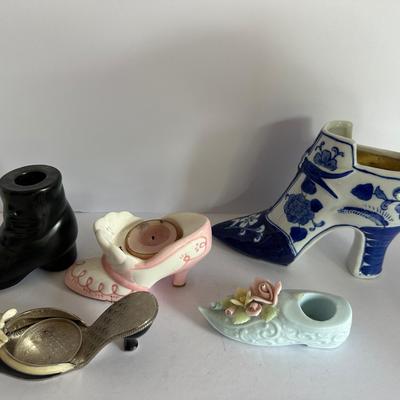 Decorative Shoe AND Candle Holder Lot – Set of 5 Assorted Styles