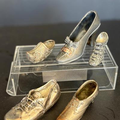 Lot of 6 Vintage Metal Shoe Figurines- Pewter and Silver