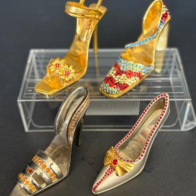 et of 4 JuJu Palais Royal Miniature High Heels – Rhinestone-Encrusted Collectible Shoes