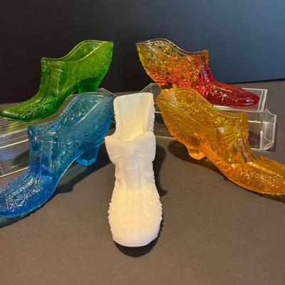 Vintage Pressed Glass Victorian Shoe Collection