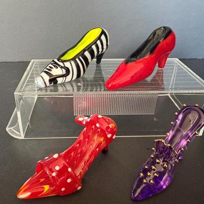 Set of 4 Mini Hand-Blown Glass High Heel Figurines – Colorful Off-Brand Collectibles