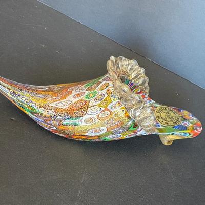 Bucella Cristalli Murano Millefiori Glass Slipper – Authentic Label, Made in Italy