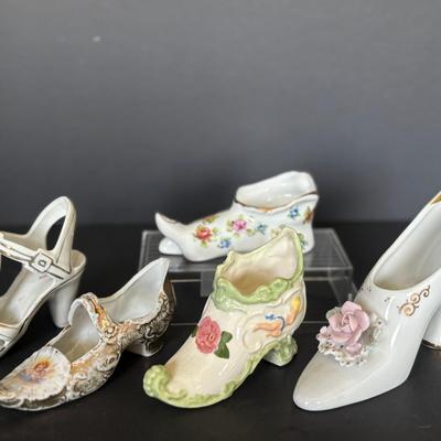 Set of 5 Vintage Porcelain Decorative Shoes