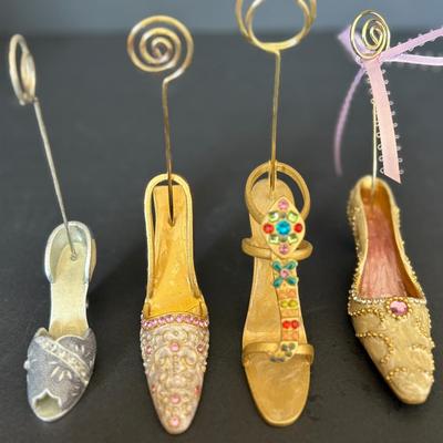 Set of 4 High Heel Shoe Photo Holders – Bejeweled & Decorative Desk Accessories