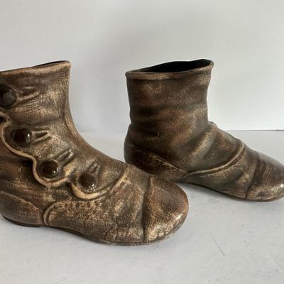 Vintage Bronze-Style Baby Shoe Planters or Vessels – Pair
