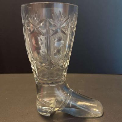 Vintage Cut Crystal Boot Cordial Glass – Starburst & Panel Pattern