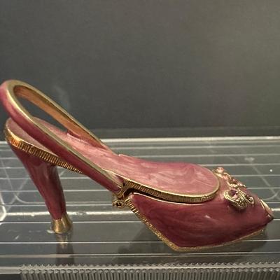 MONET "MAUVE HIGH HEEL SHOE" Collectible Enamel Keepsake Trinket Box 
