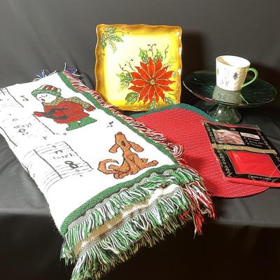 Christmas Joy Blanket, Platters, Placemats 