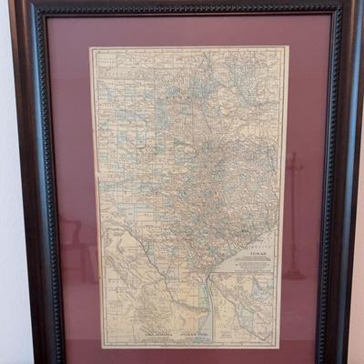 Framed Map Print 1900 Oklahoma Texas