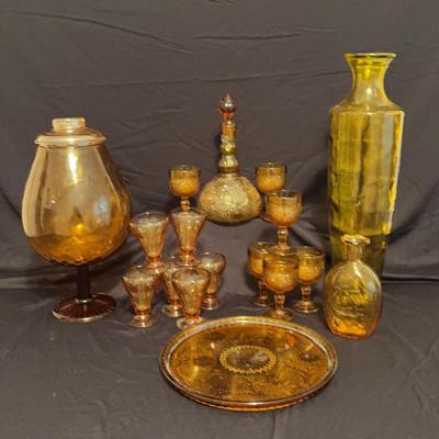 Amber/Gold Glassware-Tiara Indiana Glass 