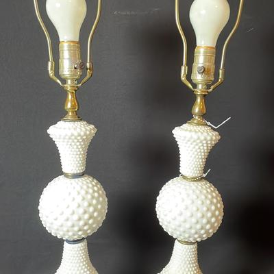 Antique Hobnail, Milk Glass Lamps