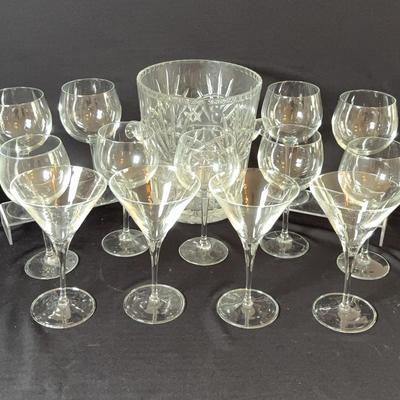Glassware: Ice Bucket & Wine And Martini Glasses 