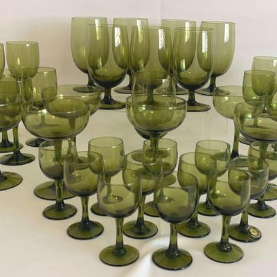Olive Green Stemware 