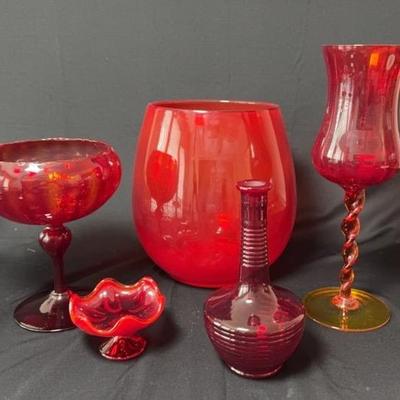 Red Blown And Pressed Glass 