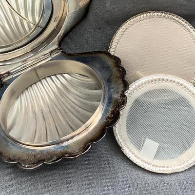 Sterling silver compact with pouf