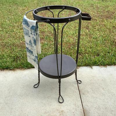 Metal washstand with soap holder and towel bar