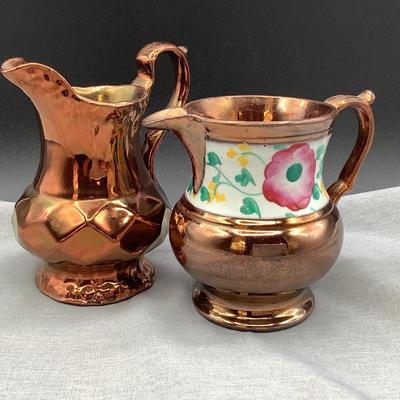 19th cent English copper lustre pitcher