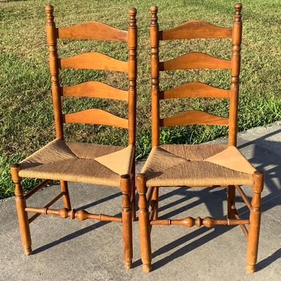 Ladder back rush seat chairs