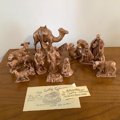 Handmade, each piece signed pottery nativity