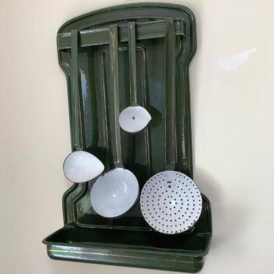 French Enameled wall hanging enamel set