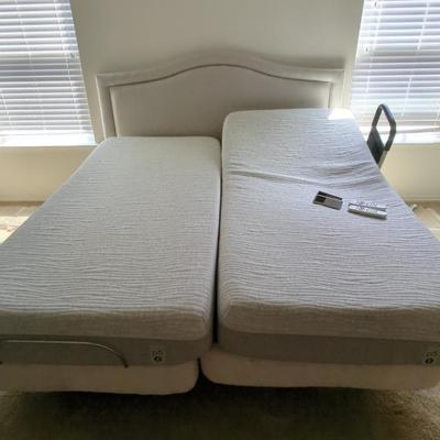 Sleep Number Split King Size Bed & Upholstered Headboard