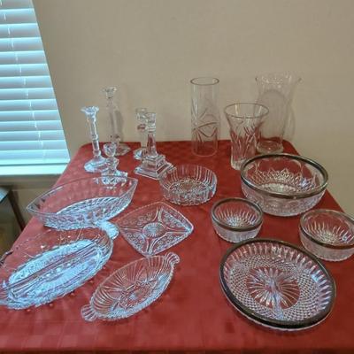 Cut & Decorative Glass & Crystal Pieces Lot Of 17