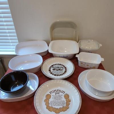 Vintage Corning Ware & More Baking Dishes, Pie Plates & Bowls