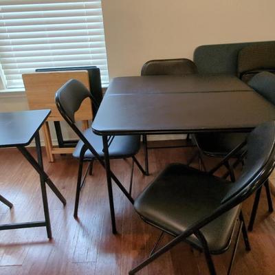 Card Tables, Folding Chairs & Tray Tables Lot Of 12
