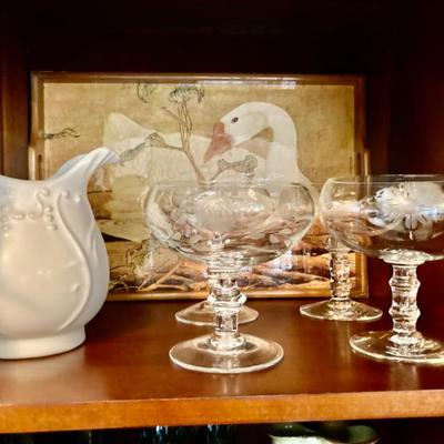 Sale Photo Thumbnail #211: Vintage Etched Stems and Duck Tracy