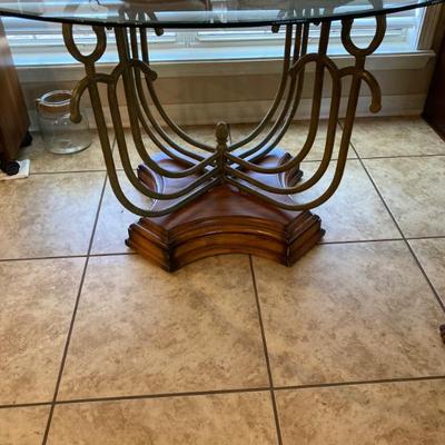 Scroll Metal With Glass Top Table