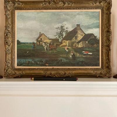 Stately Art Reproduction by Jean Baptist-Camille Corot Titled "Farm at Recouvrieres Nievre"