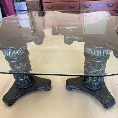 Pedestal Base with Glass Top Table