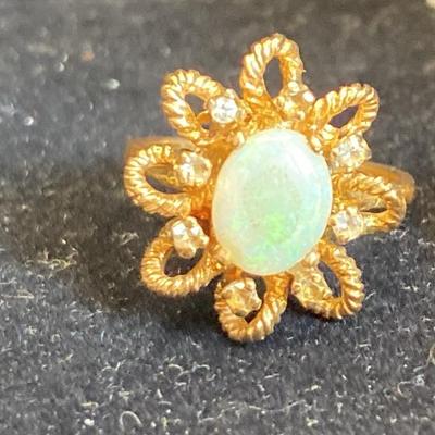 10K And 14K Faux Opal And Pearl Rings 
