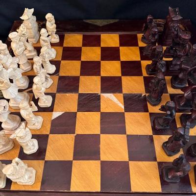 Hand Carved Tawainese Chess Board- Vintage