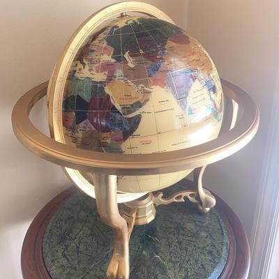 Shimmering Gemstone Table Top World Globe With Brass Stand and Compass